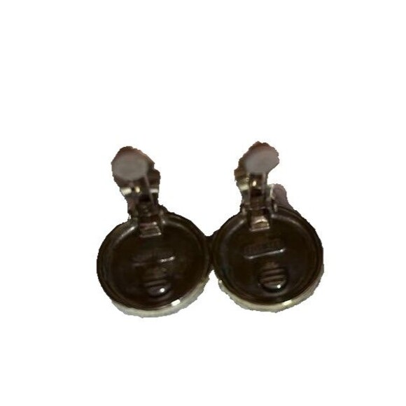 Carolee Vntg Retro Glam Goldtone w/Charcoal Stone Button Clip-On Earrings - Picture 2 of 3